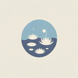 Logo featuring aquatic plants like seaweed, water lilies, and cattails in a minimalist style