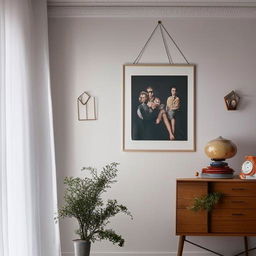 A room with a vintage aesthetic, adorned with timeless wall posters