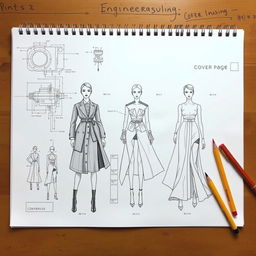 Create an engineering drawing that focuses on the fashion industry, showcasing cover page designs