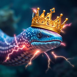 Create an electric eel wearing a crown