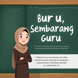 Create a book cover titled 'Guru, Bukan Sembarang Guru'