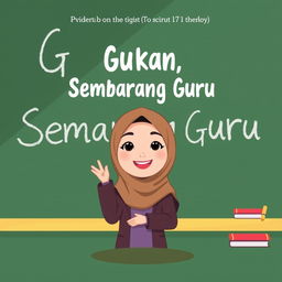 Create a book cover titled 'Guru, Bukan Sembarang Guru'