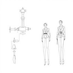 Create a simple engineering drawing focused on fashion industry cover page designs