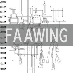 Create a simple engineering drawing focused on fashion industry cover page designs