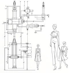 Create a simple engineering drawing focused on fashion industry cover page designs