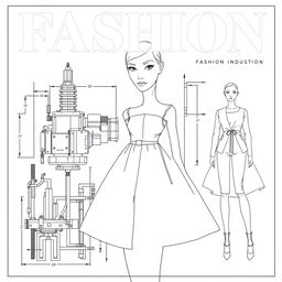 Create a simple engineering drawing focused on fashion industry cover page designs