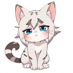 A flustered, cute, and seductive cat girl in anime style