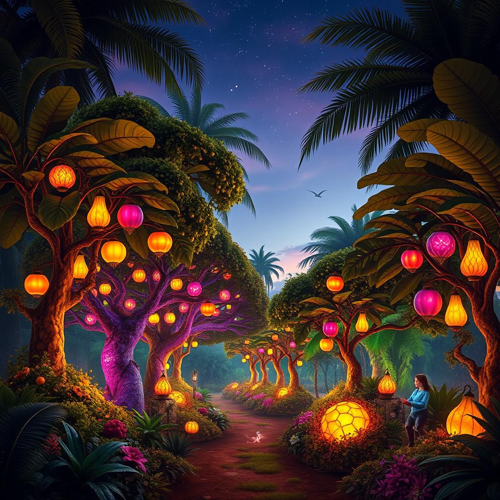 A stunning fantasy tropical orchard set in an enchanted jungle