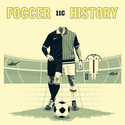 Create an image that blends elements of soccer and fashion history, showing how they have evolved together