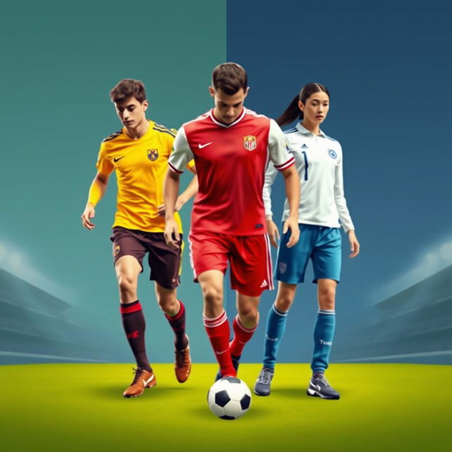 Create an image that blends elements of soccer and fashion history, showing how they have evolved together