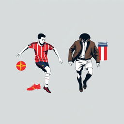 Create an image that blends elements of soccer and fashion history, showing how they have evolved together