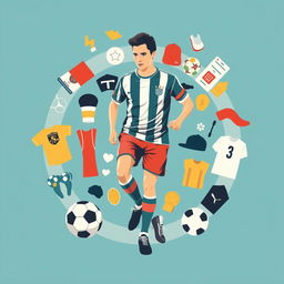 Create an image that blends elements of soccer and fashion history, showing how they have evolved together