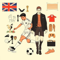 Create an image that blends elements of soccer and fashion history, showing how they have evolved together