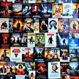 A vibrant background filled with numerous movie posters from various genres and eras, arranged in a visually appealing collage