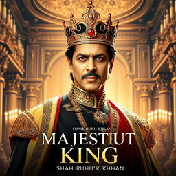 A majestic king movie poster featuring Bollywood actor Shah Rukh Khan in royal attire