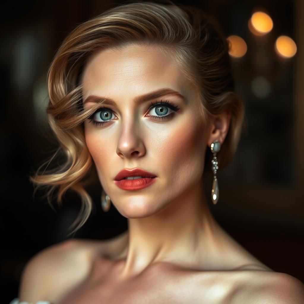 A tasteful and artistic portrait of Scarlett Johansson, focusing on her elegance and beauty