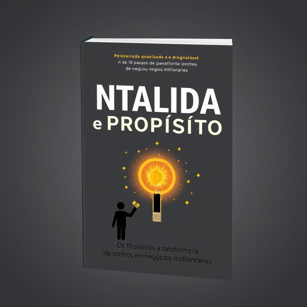 Create a book cover featuring the title 'MENTALIDADE e PROPÓSITO - Os 10 passos da transformação de sonhos em negócios milionários'