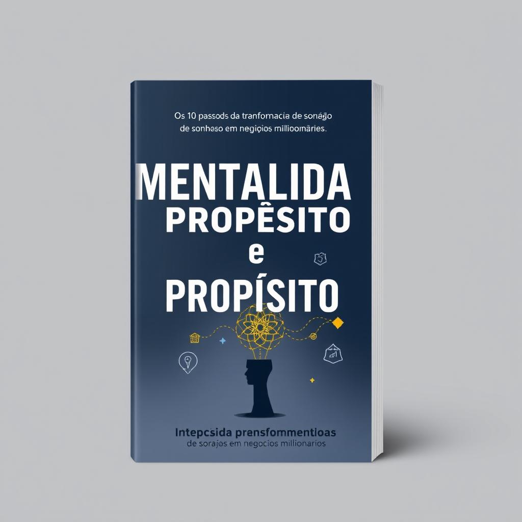 Create a book cover featuring the title 'MENTALIDADE e PROPÓSITO - Os 10 passos da transformação de sonhos em negócios milionários'