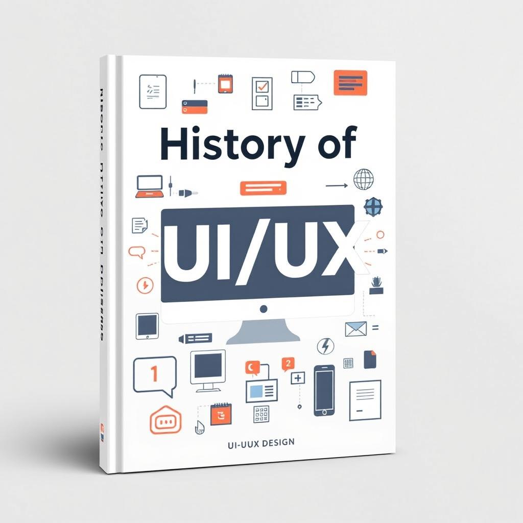 Create a book cover titled 'History of UI/UX Design'