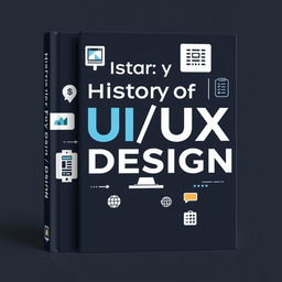 Create a book cover titled 'History of UI/UX Design'