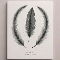 Design a visually striking cover for a poetry book titled 'Mark Symael'. Incorporate elements symbolic of poetry like quills, ink, paper and perhaps a hint of nature to signify creativity.