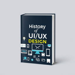 Create a book cover titled 'History of UI/UX Design'