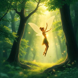 Create an image of a fairy in the forest