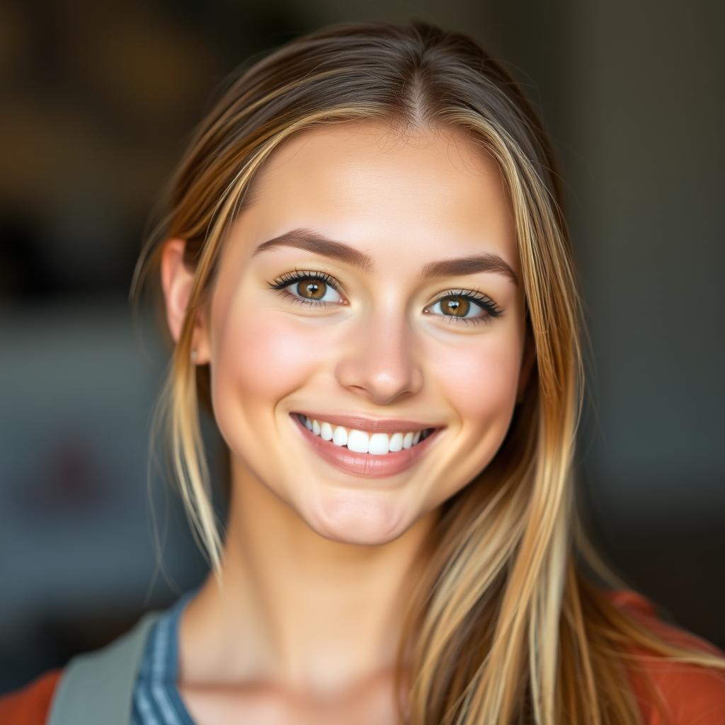 A portrait of an attractive 20-year-old woman with a nice smile