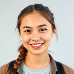 A portrait of an attractive 20-year-old woman with a nice smile