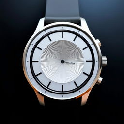 A round, minimalistic watch featuring a central textured design