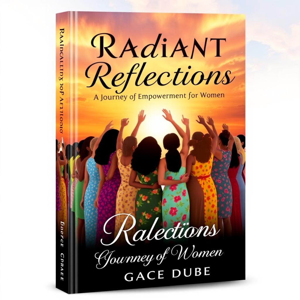 Book cover titled 'Radiant Reflections: A Journey of Empowerment for Women' by Grace Dube