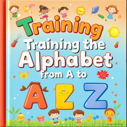 Create a children's book cover titled 'Training the Alphabet from A to Z'