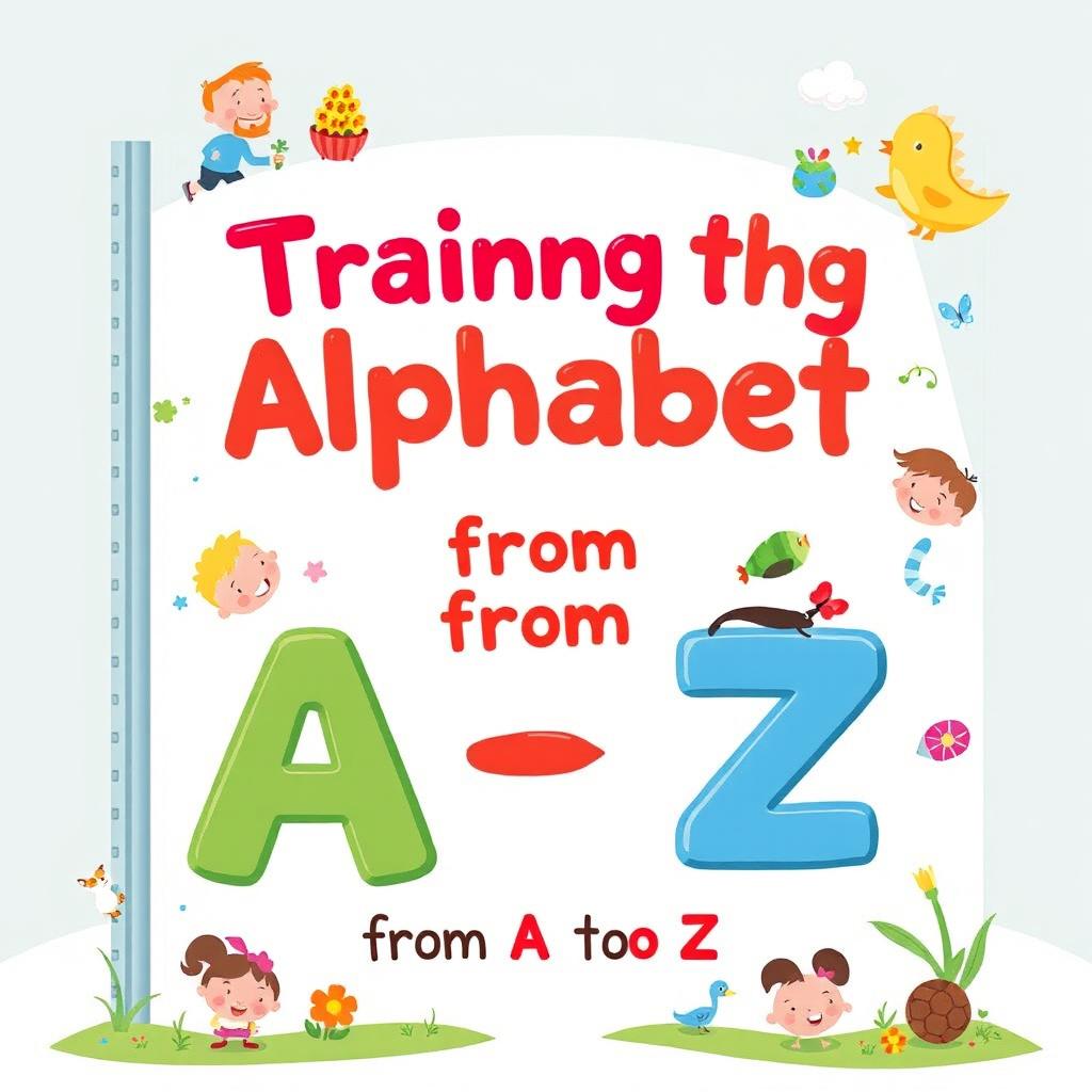 Create a children's book cover titled 'Training the Alphabet from A to Z'