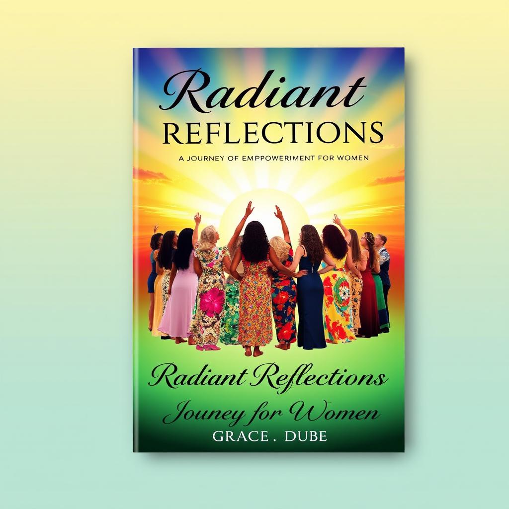 Design a book cover titled 'Radiant Reflections: A Journey of Empowerment for Women' by Grace Dube