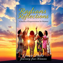 Design a book cover titled 'Radiant Reflections: A Journey of Empowerment for Women' by Grace Dube