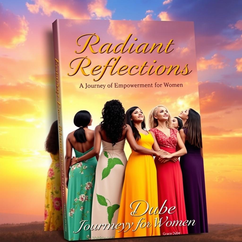 Design a book cover titled 'Radiant Reflections: A Journey of Empowerment for Women' by Grace Dube