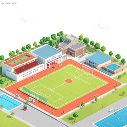 A realistic and creative illustration of a sports complex