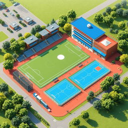 A realistic and creative illustration of a sports complex