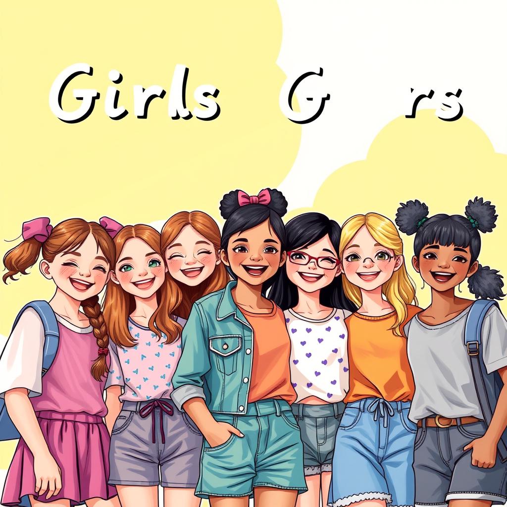 Create a cover image featuring a group of young girls