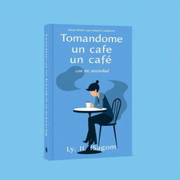 A book cover for 'Tomándome un café con mi ansiedad' with a color scheme dominated by shades of light blue