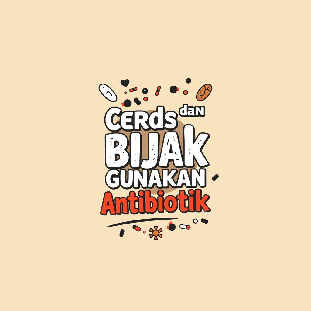 Create a t-shirt design featuring the words ''Cerdas dan Bijak Gunakan Antibiotik''