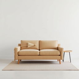 A 2-seat natural color armchair placed in a minimalist living room