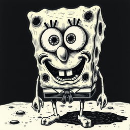 Spongebob Squarepants drawn in the style of Junji Ito