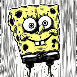 Spongebob Squarepants drawn in the style of Junji Ito