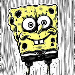 Spongebob Squarepants drawn in the style of Junji Ito