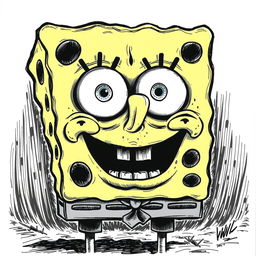 Spongebob Squarepants drawn in the style of Junji Ito