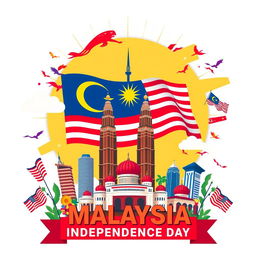 Create a vibrant poster celebrating Malaysia's Independence Day