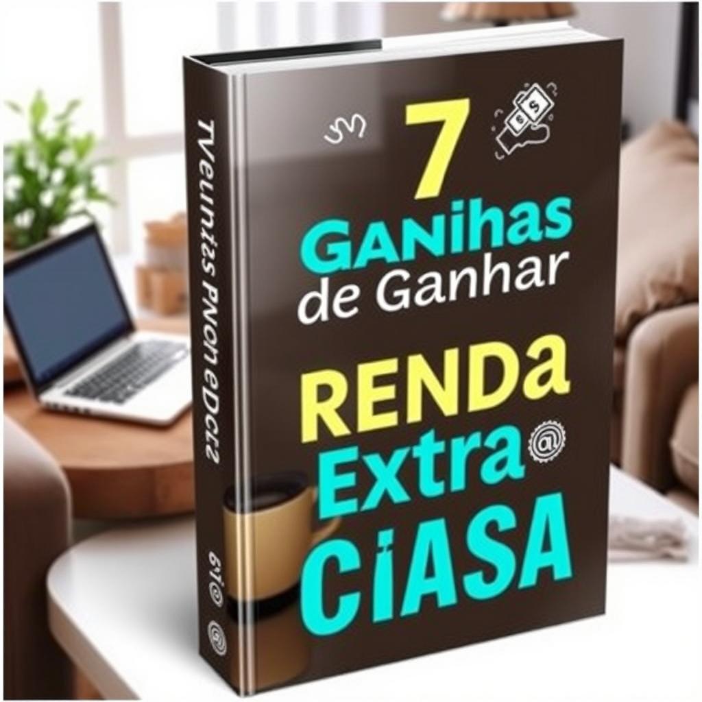 A book cover titled '7 Maneiras de Ganhar Renda Extra em Casa'