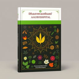 A detailed handbook cover design for Dhanwanthari Ayurveda Hospital