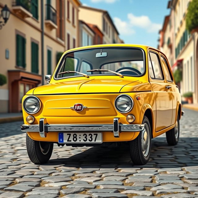 A detailed image of a classic Fiat 126 Maluch, showcasing its iconic compact design and vintage charm